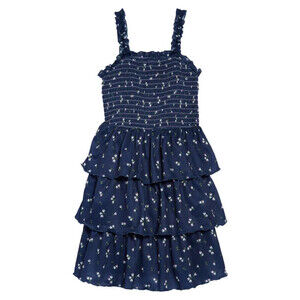 Trixxi Girl's Kids' Floral Print Smocked Tiered Dress Size L